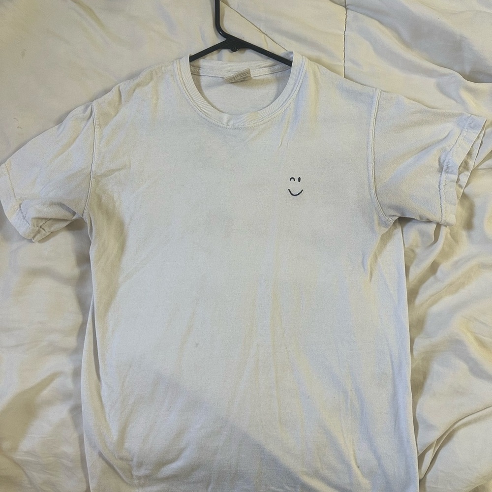 Comfort Colors White Tee with Smiley Face